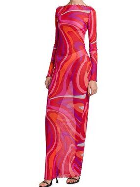 Pucci deep purple swirling long and short style dress